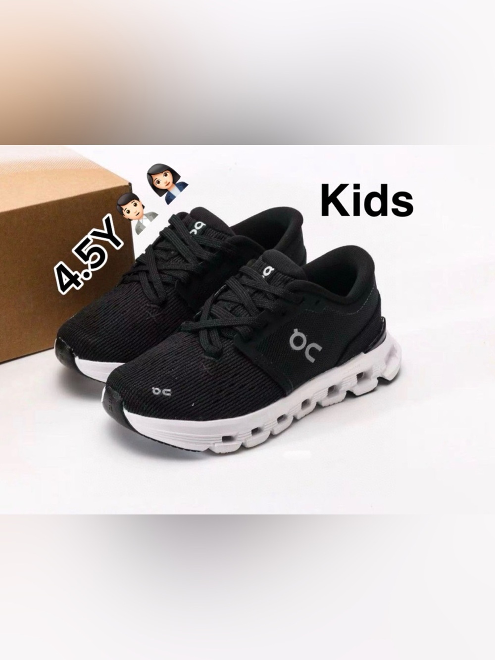 On Running Kids cloud X 4 Black and White Cloud-inspired
Sneakers (Size 4.5Y)